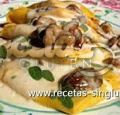 Lasañas de trigo sarraceno y hongos porcinos sin gluten