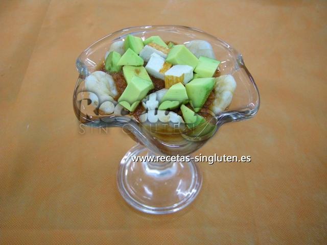 Avocado con camarones sin gluten