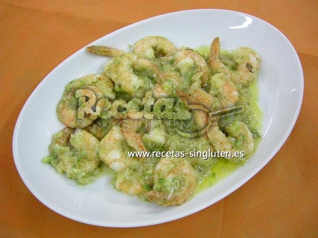 Camarones al perifollo sin gluten