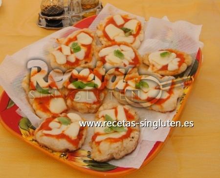 Pequeñas pizzas al vuelo sin gluten